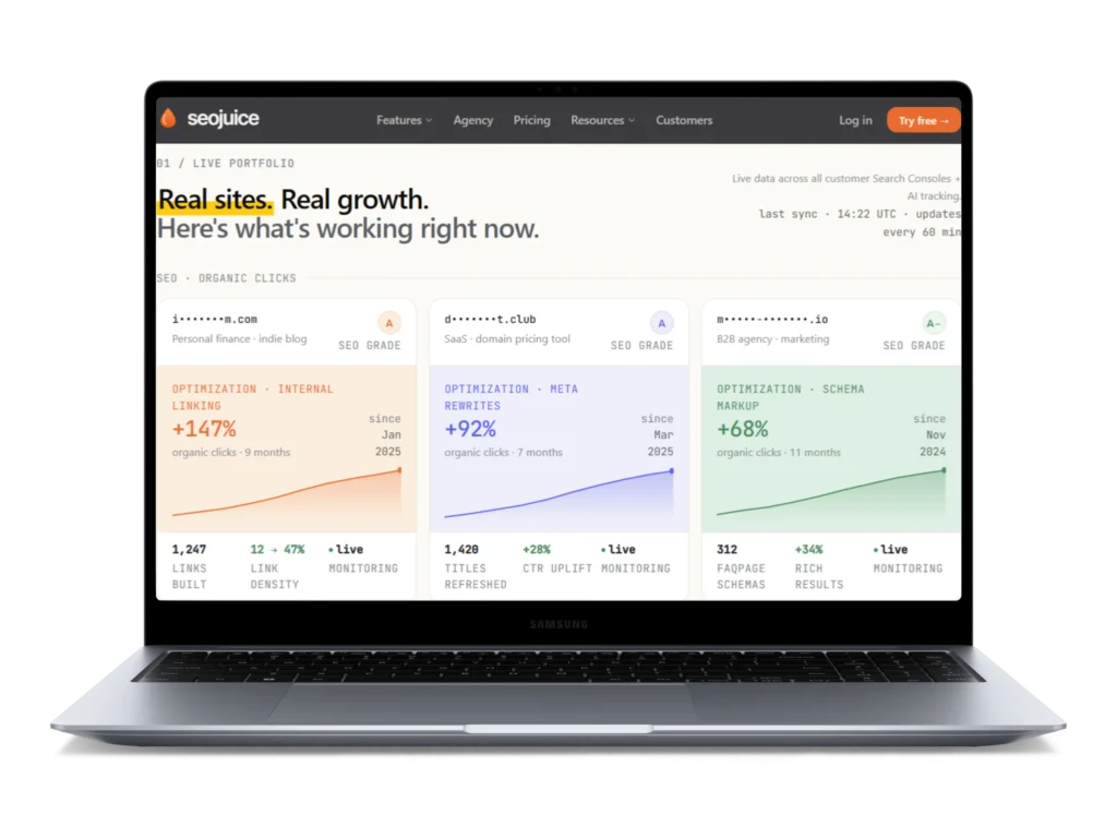 SEO automation interface with AI search visibility tools